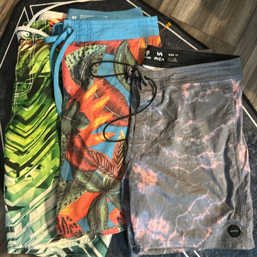 RVCA Boardshorts - 3 pair - 32 & 33 waist